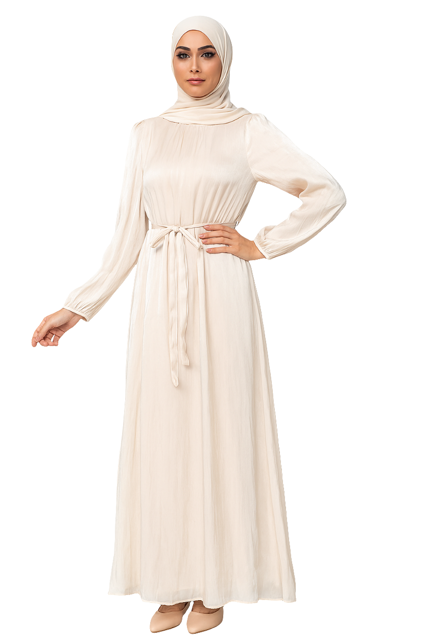 Elegant Light Gold Abaya Dress