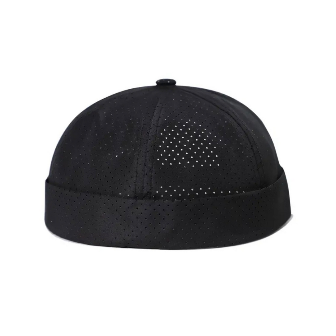 Mens Perforated Breathable Docker Hat - Black