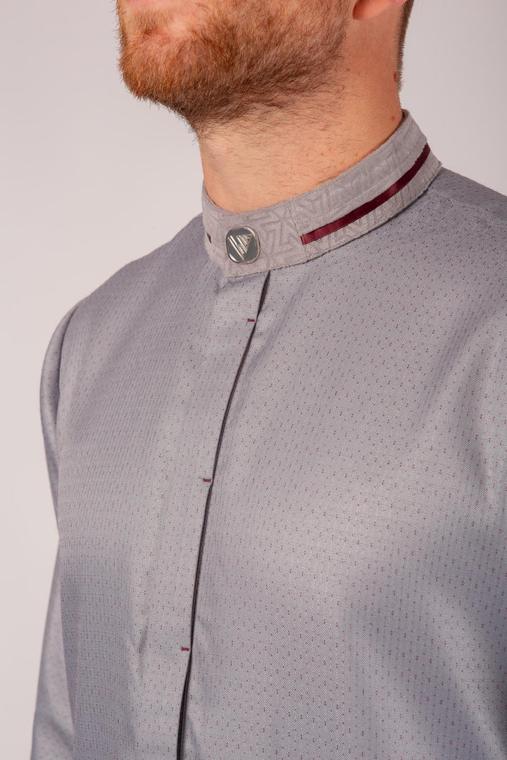 Luxury Grey & Red Thobe & Jubba – Lawung