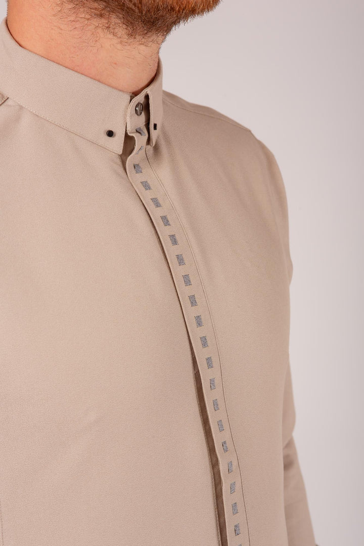 Luxury Beige Thobe & Jubba with Hand-Stitched Detail – Al Ameer