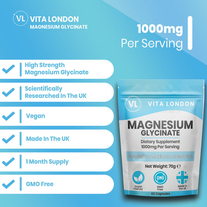 Magnesium Glycinate - 1000mg (60 Capsules)