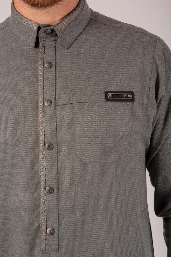 Luxury Grey Thobe & Jubba with Minimalist Design – Al Ameer