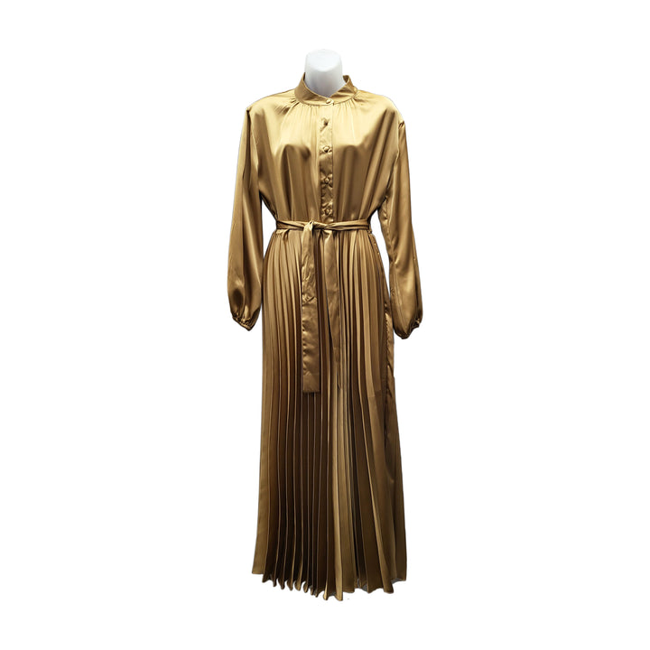 Satin Pleated Buttons Abaya (ZA242)