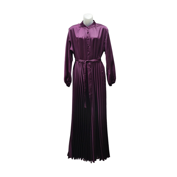 Satin Pleated Buttons Abaya (ZA242)