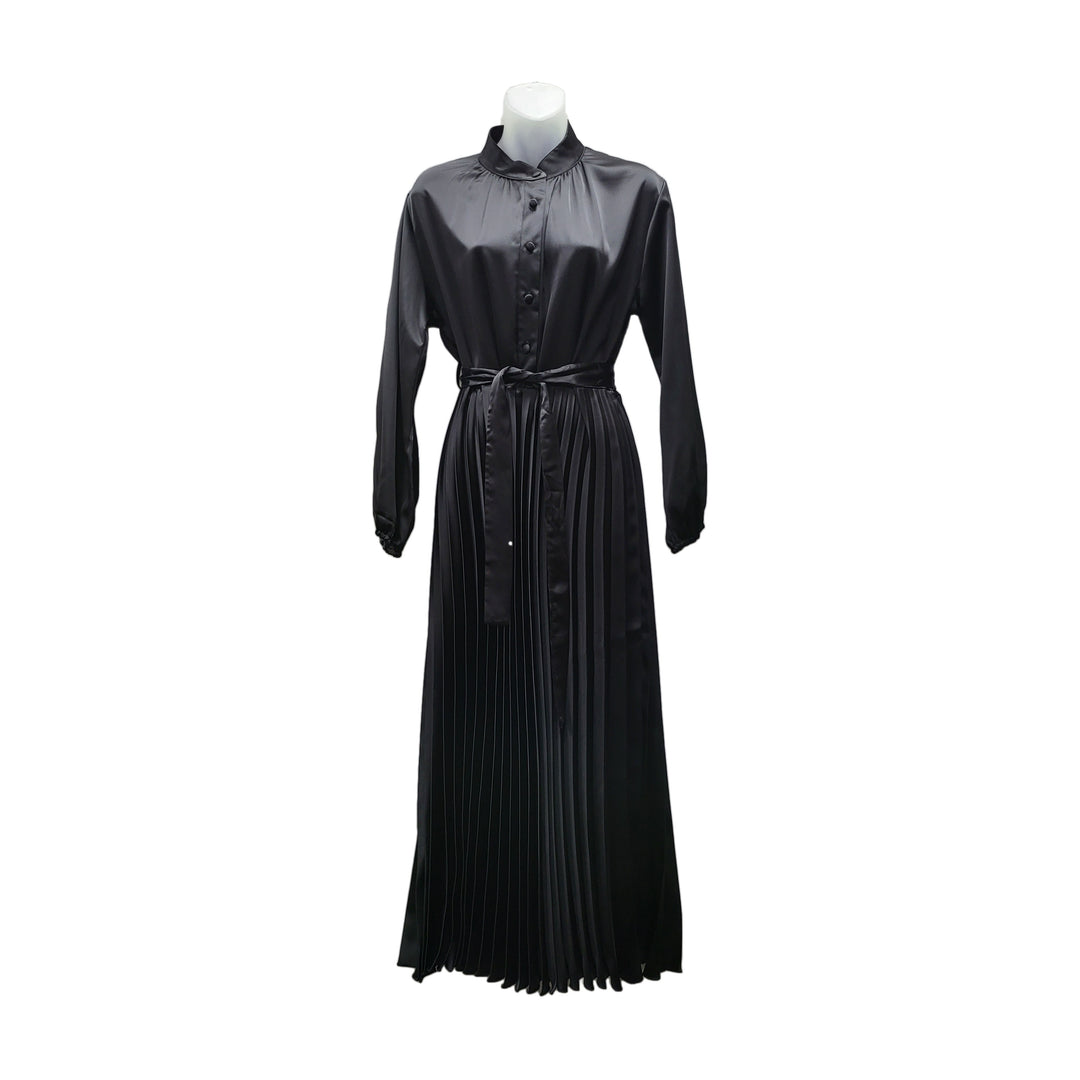Satin Pleated Buttons Abaya (ZA242)