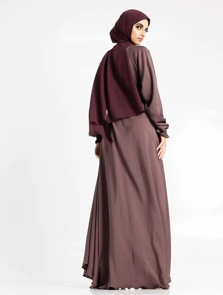 Mauve modest Zip Umbrella Abaya