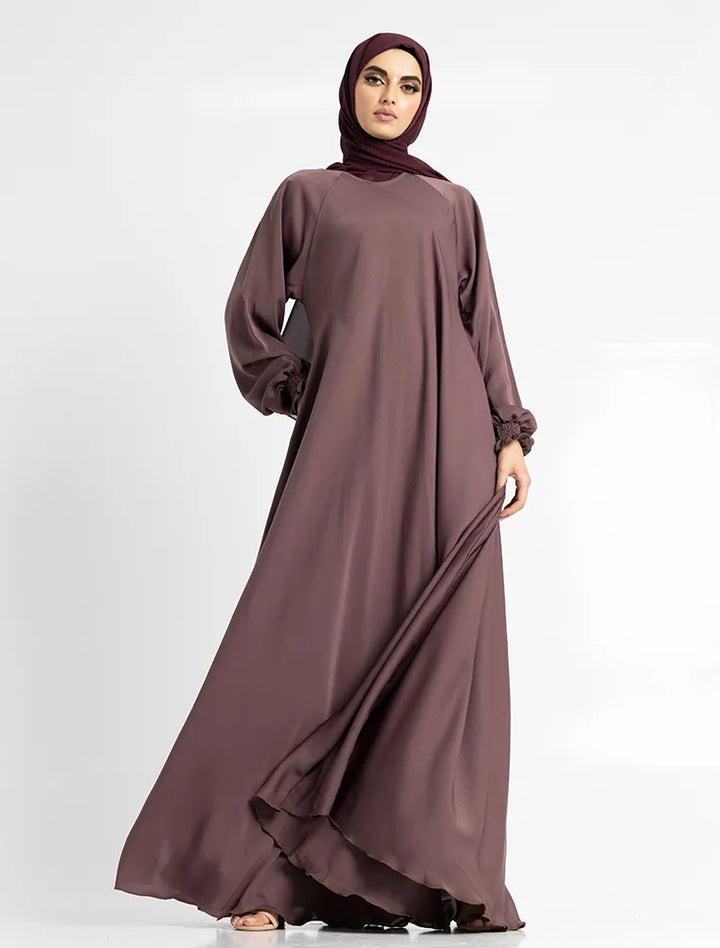 Mauve Zip Umbrella Abaya simple