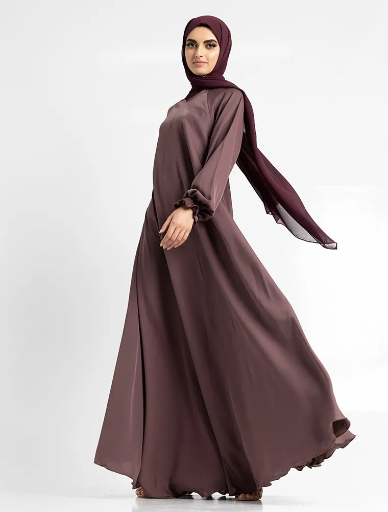Mauve Zip Umbrella Abaya modest