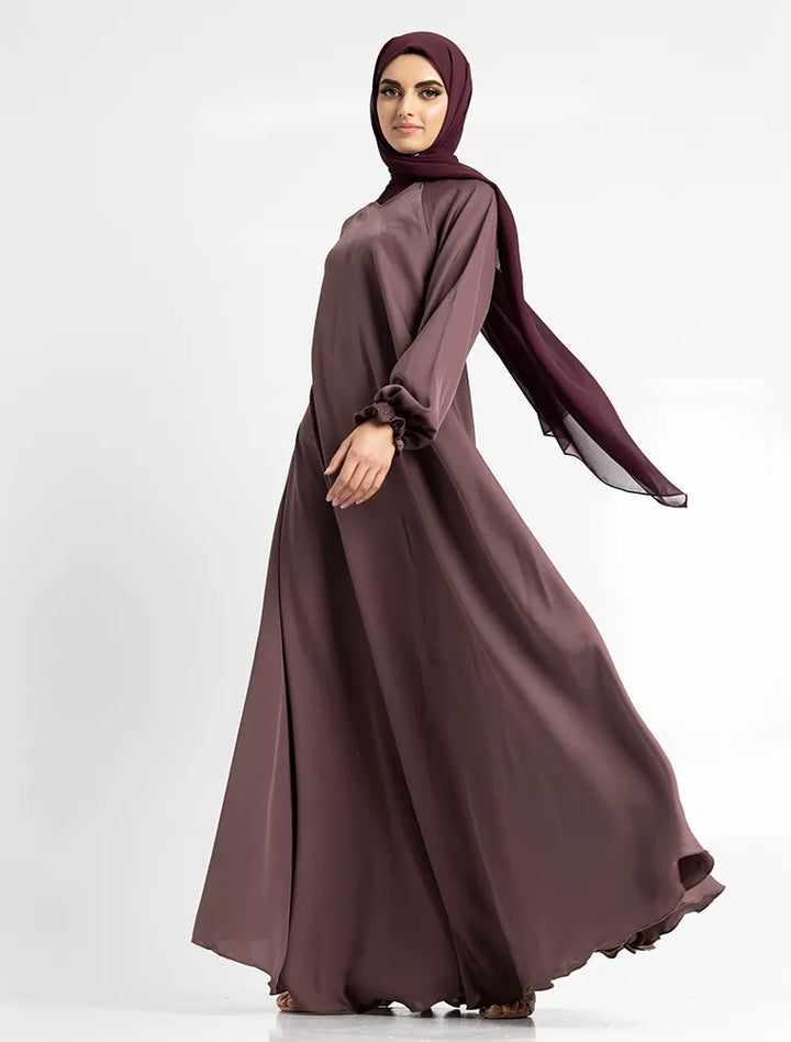 Mauve Zip Umbrella Abaya modest