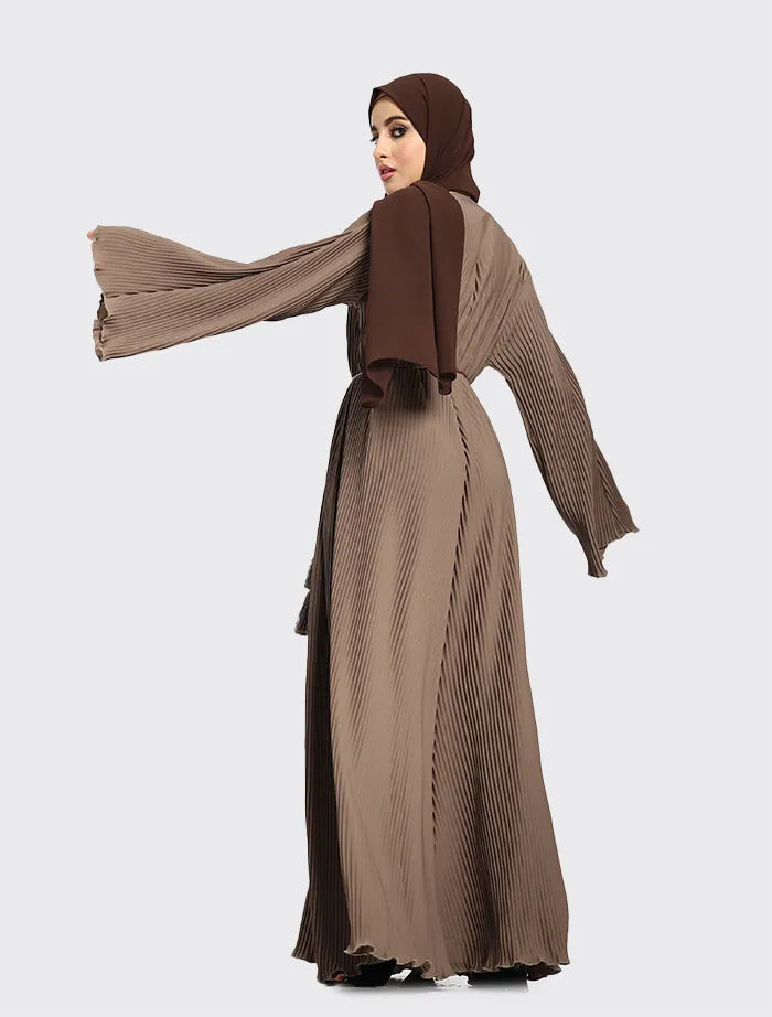 Stone Pleated Abaya back