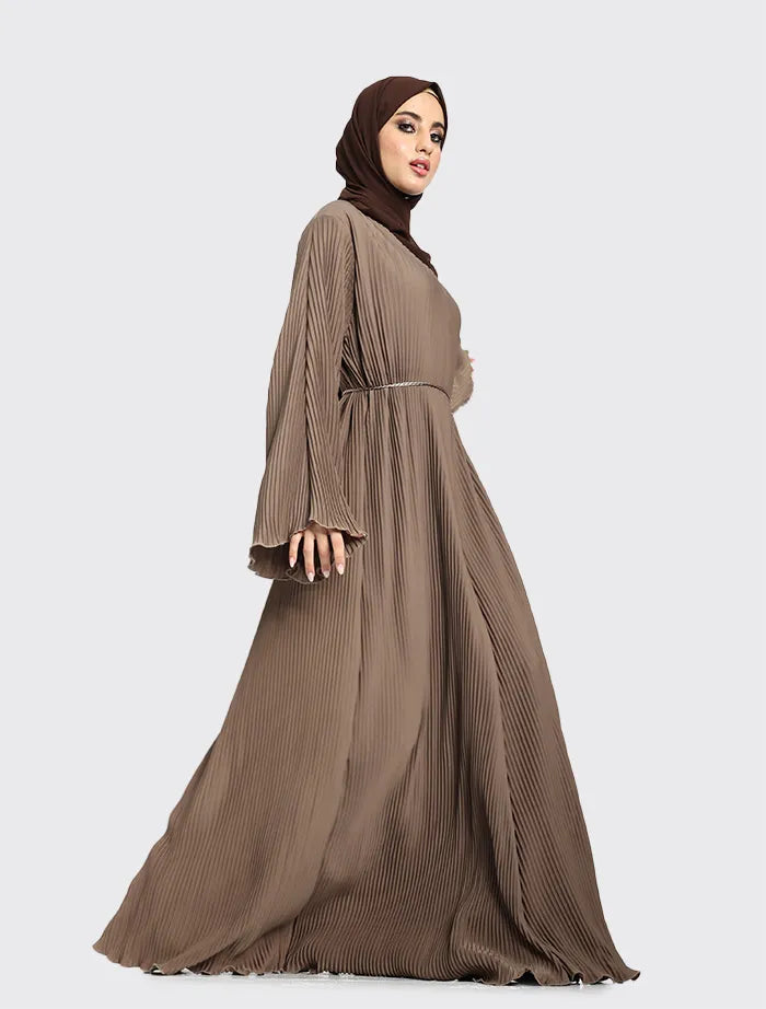 Stone Pleated Abaya front side