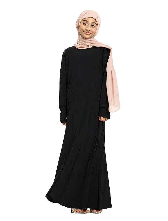 Black Inigo Girls Abaya Plain