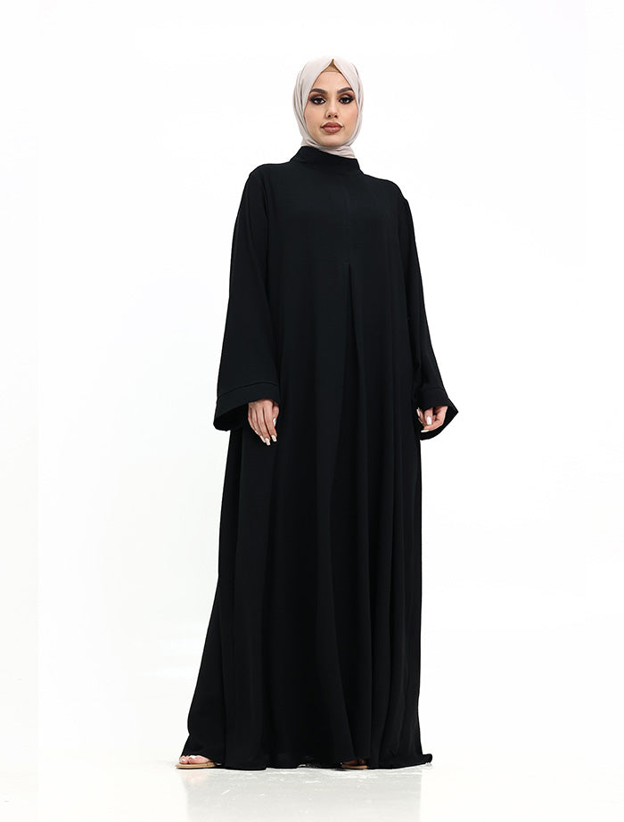 Black Pleat Plain Abaya