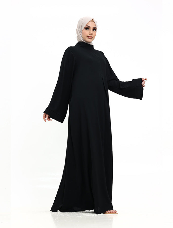 Black Pleat Plain Abaya autumn