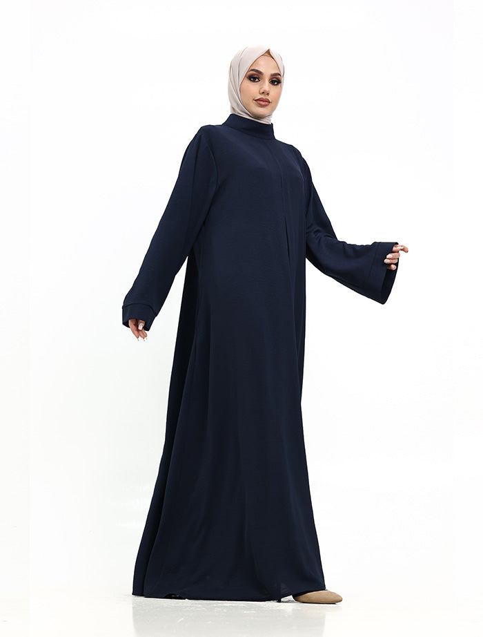 Navy Pleat Plain Abaya modest