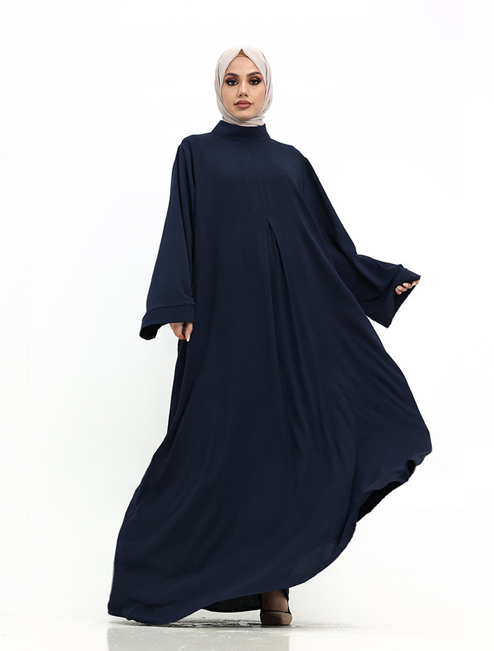 Navy Pleat Plain Abaya