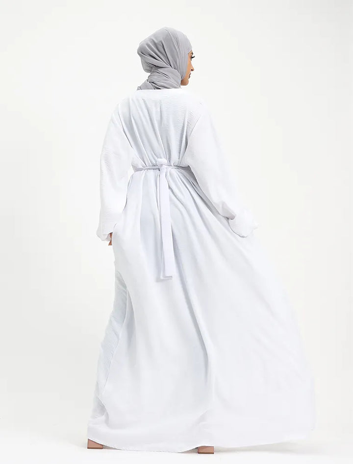 White Linen Feel Essential Abaya
