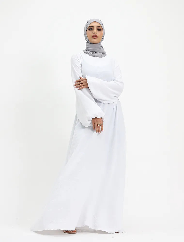White Linen Feel Essential Abaya
