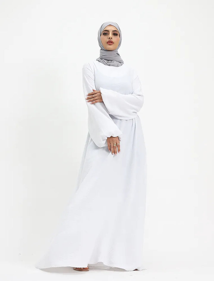 White Linen Feel Essential Abaya