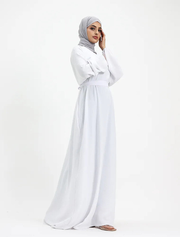 White Linen Feel Essential Abaya