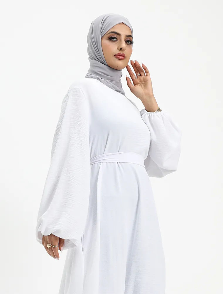 White Linen Feel Essential Abaya
