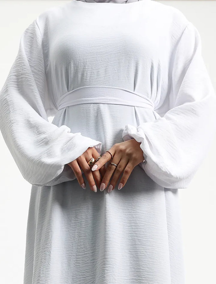 White Linen Feel Essential Abaya