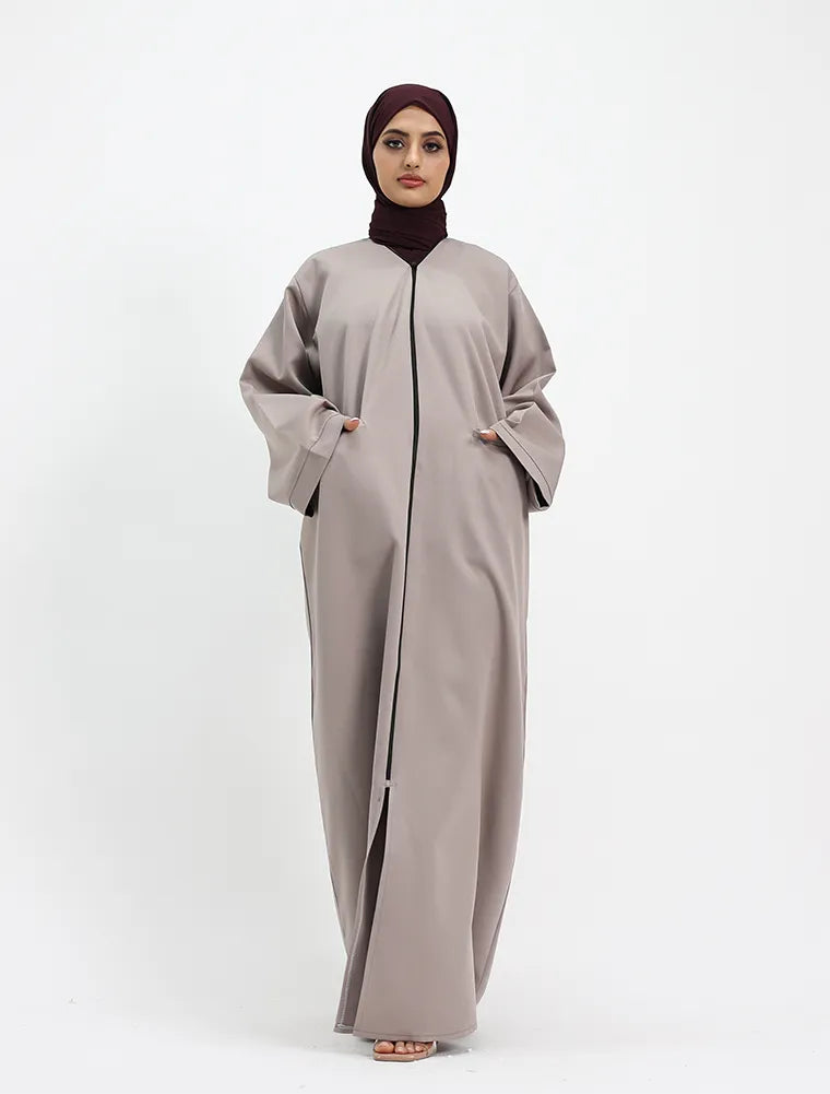 Stone Front Zip Open Abaya