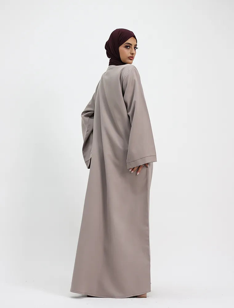 Stone Front Zip Open Abaya back shot