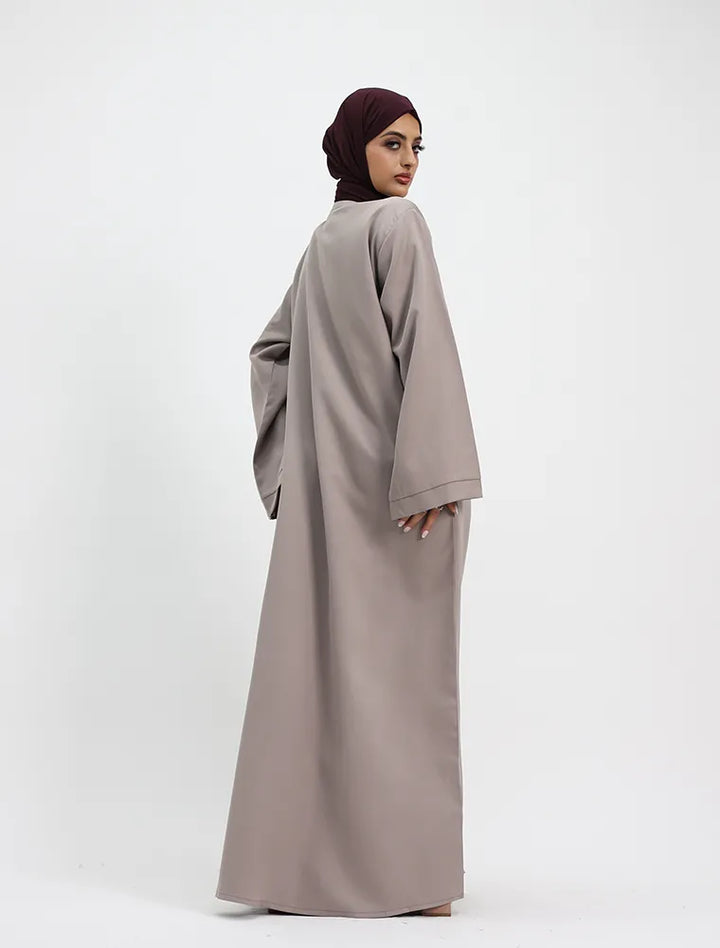 Stone Front Zip Open Abaya back shot
