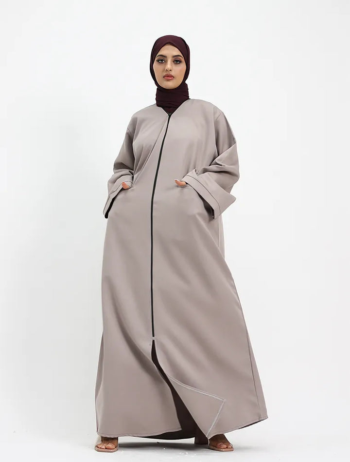 Stone Front Zip Open Abaya winter