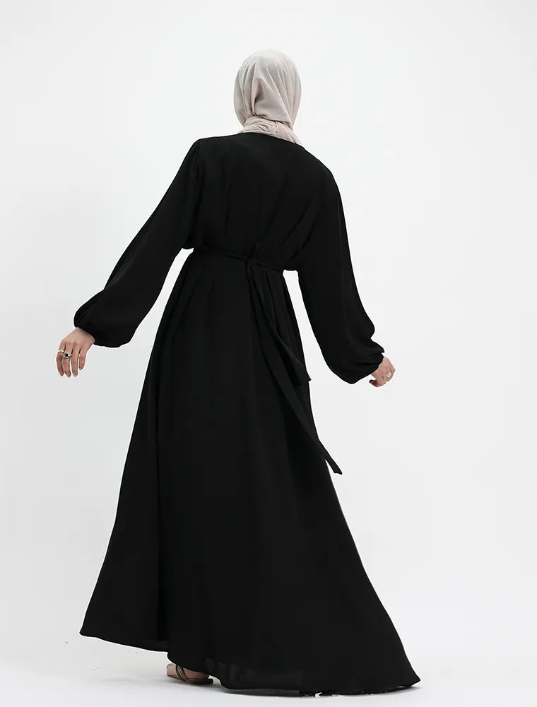 Black Winter Crepe Essential Abaya modest