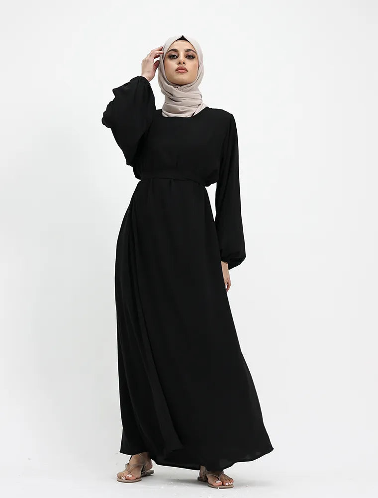 Black Winter Crepe Essential Abaya autumn