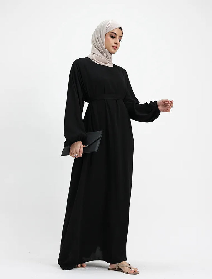 Black Winter Crepe Essential Abaya