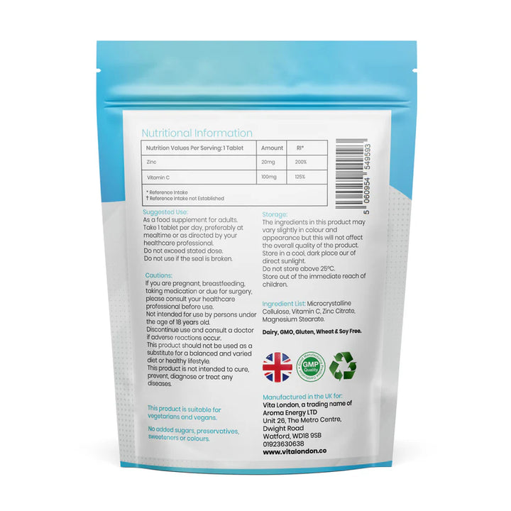 Vitamin C & Zinc Capsules | 120mg - 100mg Vitamin