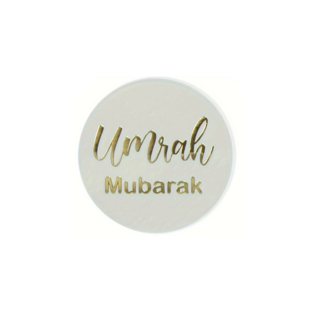 Umrah Mubarak White/Gold Stickers 10pc