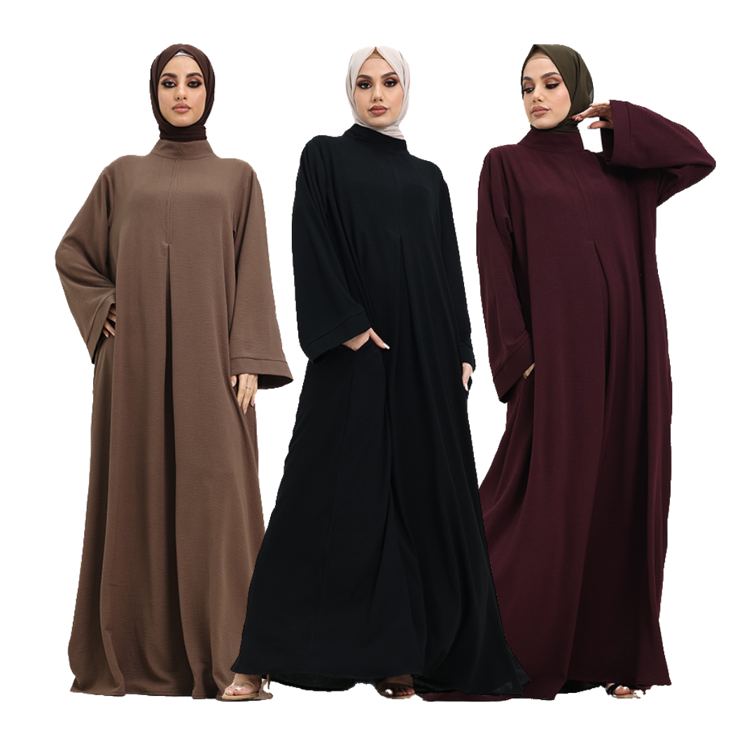 Pleat Plain Abaya (ZA417)