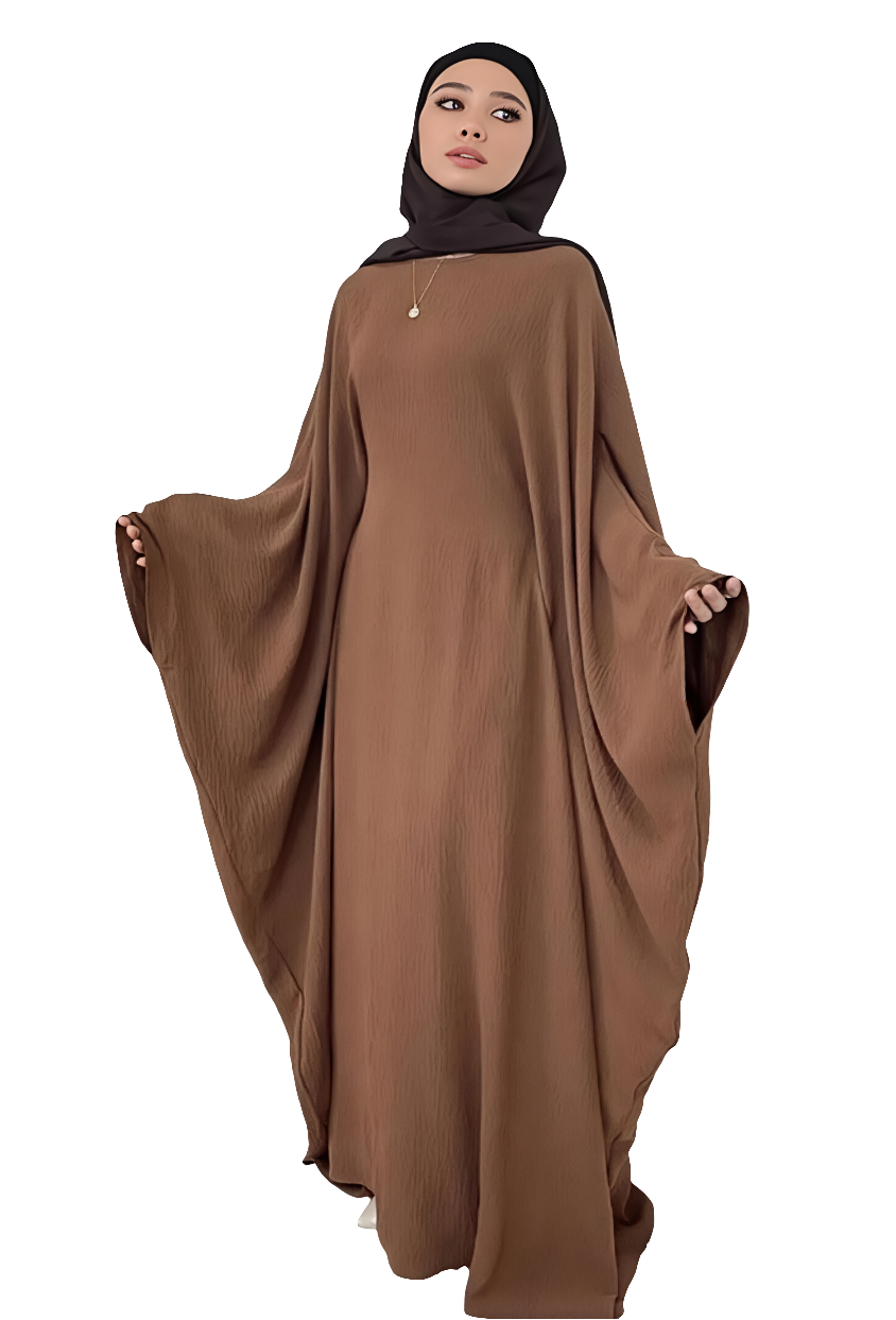 Batwing Long Abaya One Size brown