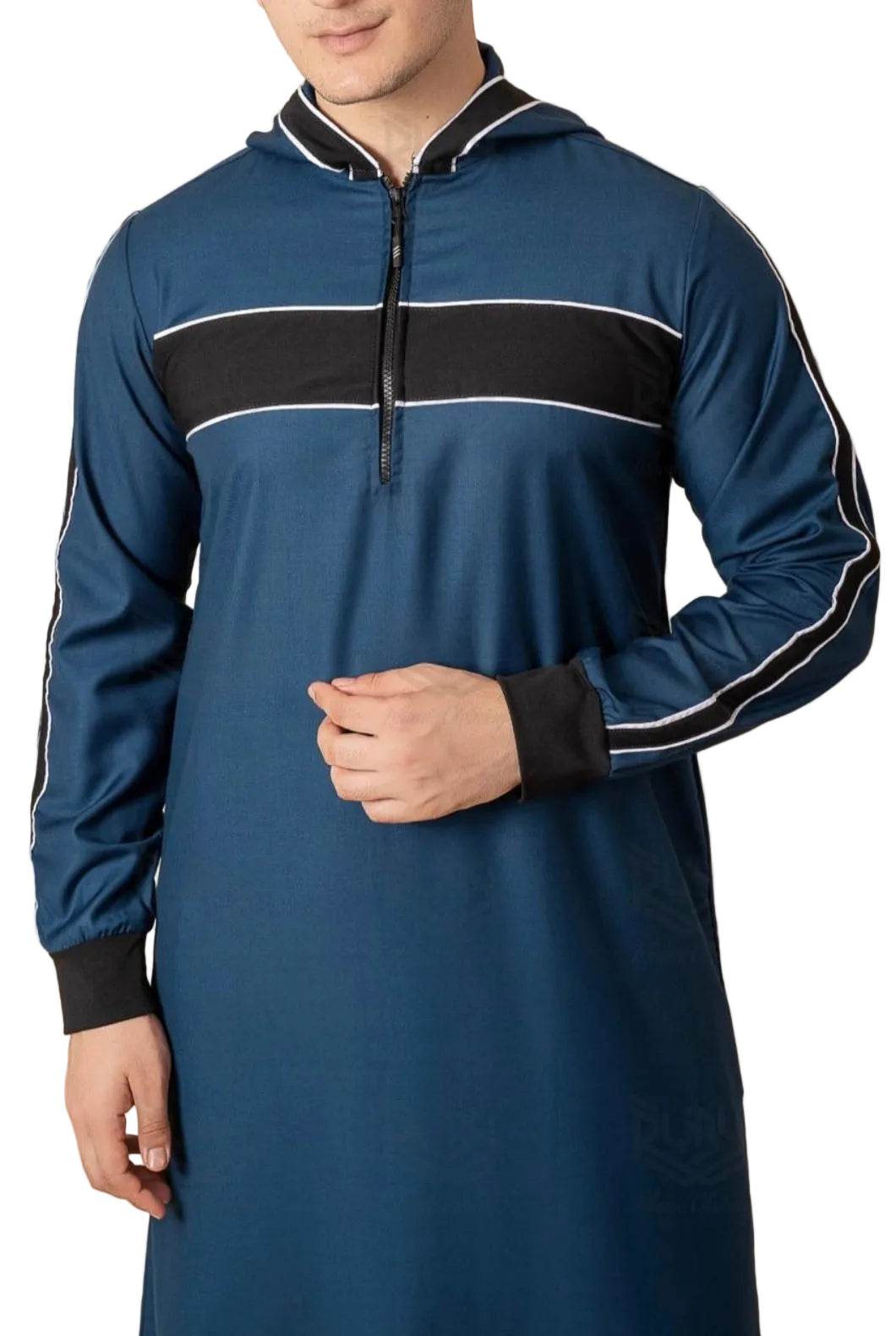 Two Tone Hooded Jubba Navy & Black