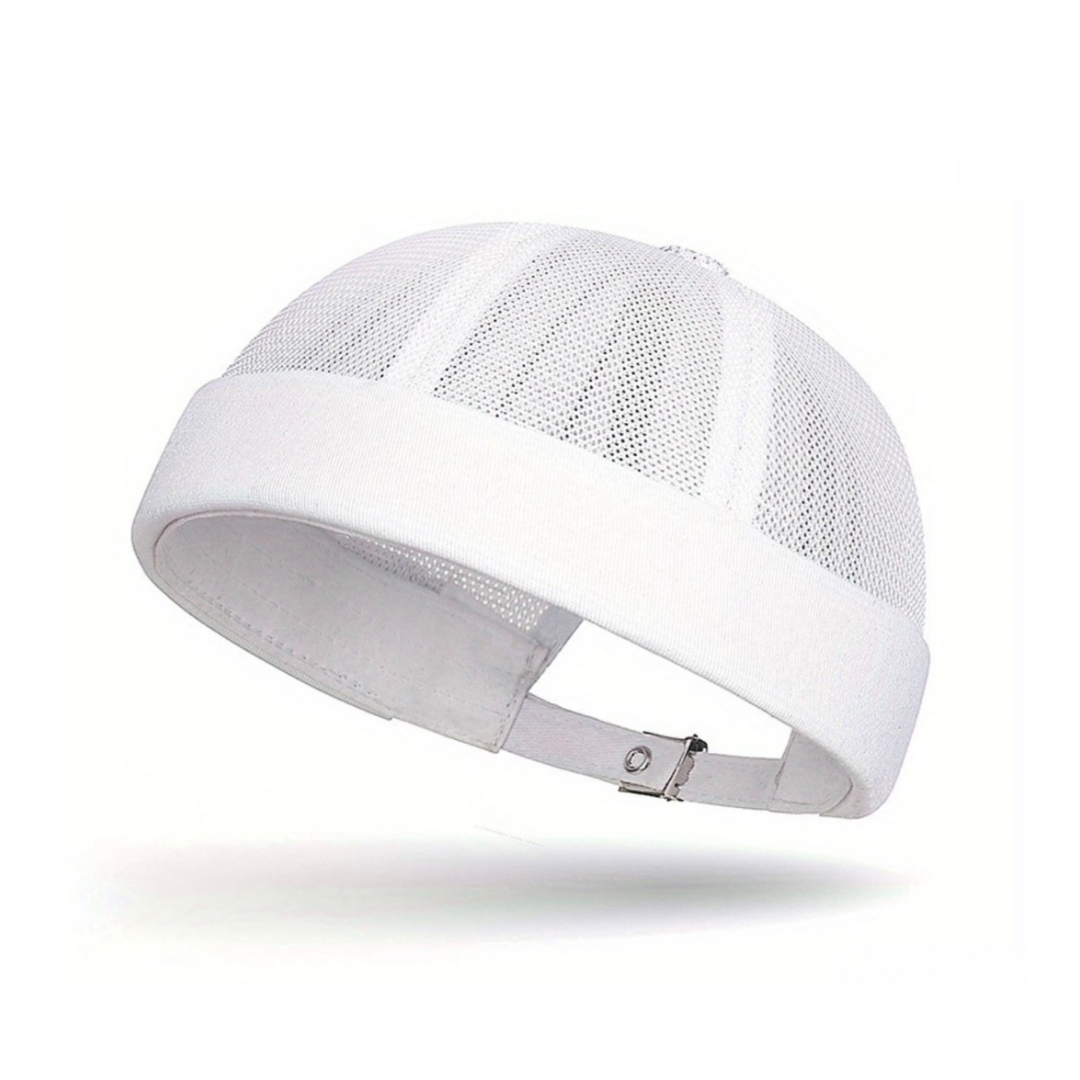 Mens Breathable Mesh Docker Hat - White