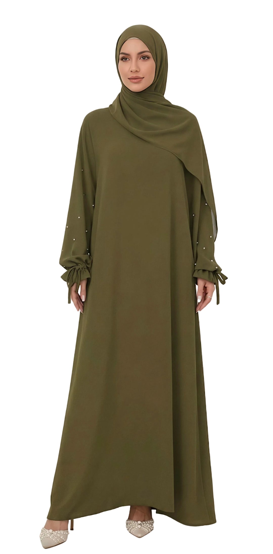 Rania Elegant Abaya Khaki Green - One Size