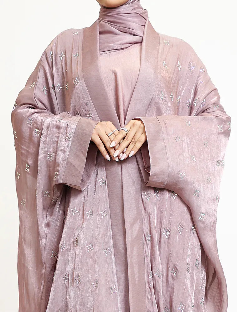Rose Pink Sparkle Organza Kimono Set (ZA555)