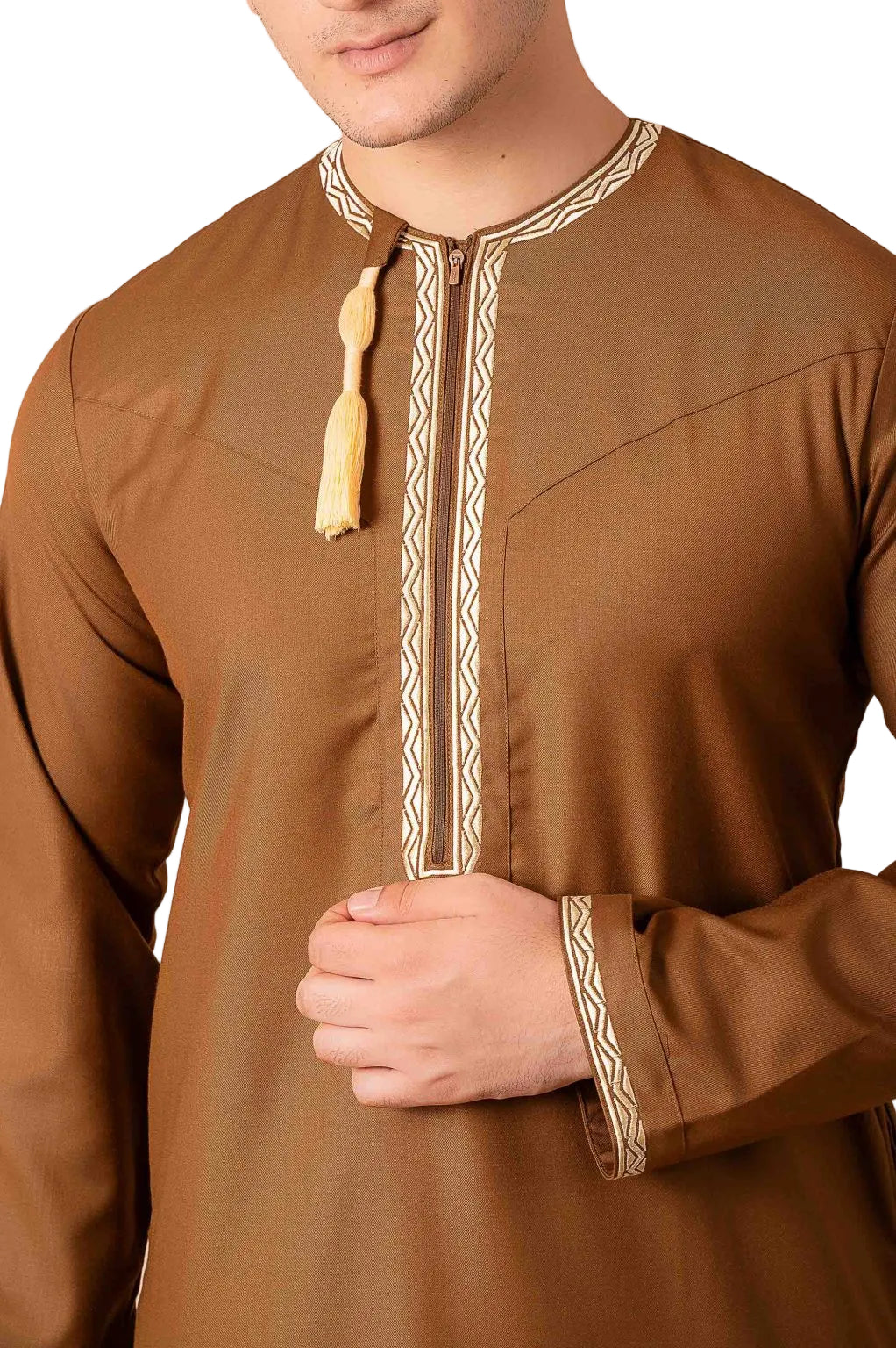 Omani Tassel Jubba Coffee & Beige