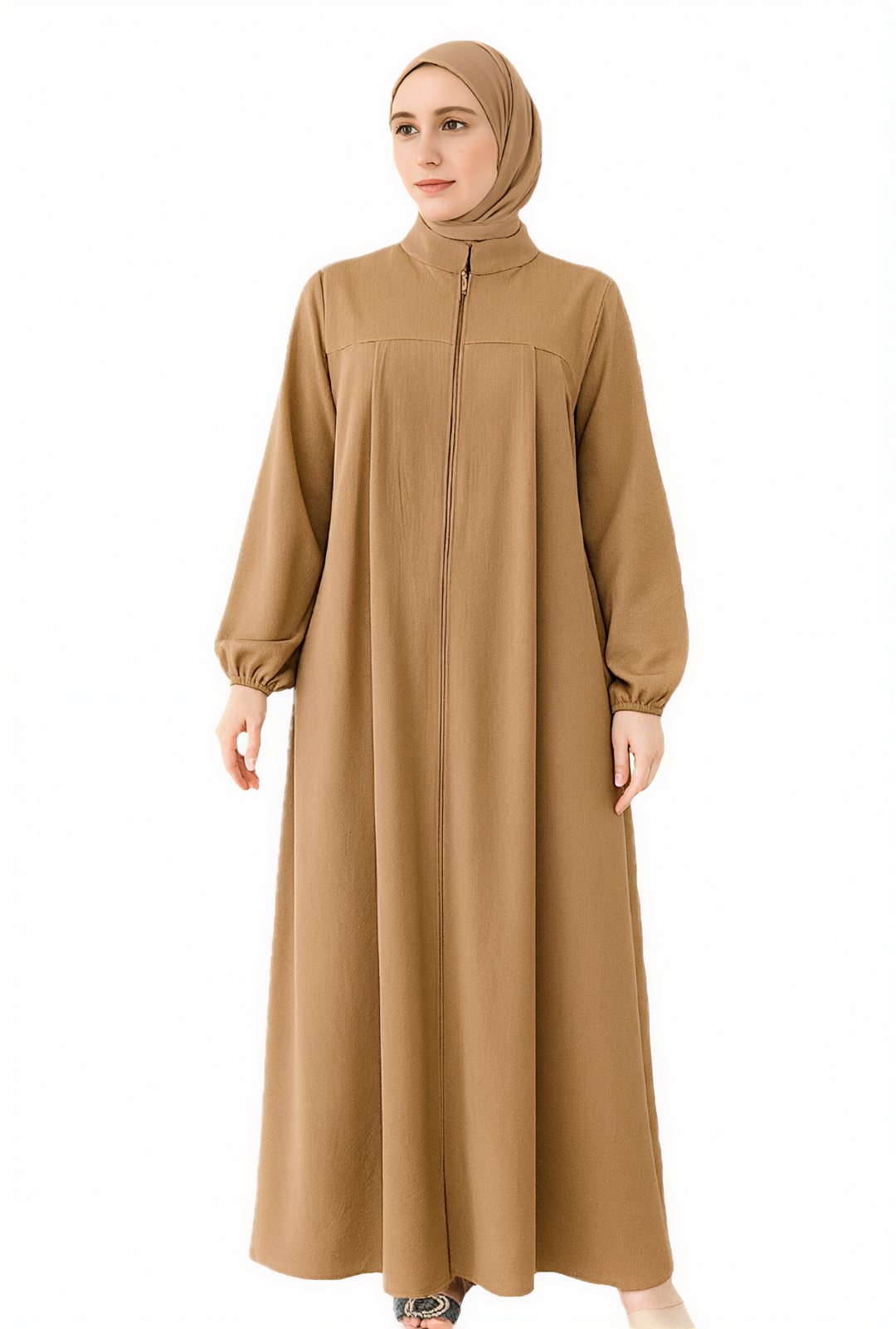 Smart Traditional Long Abaya One Size Brown