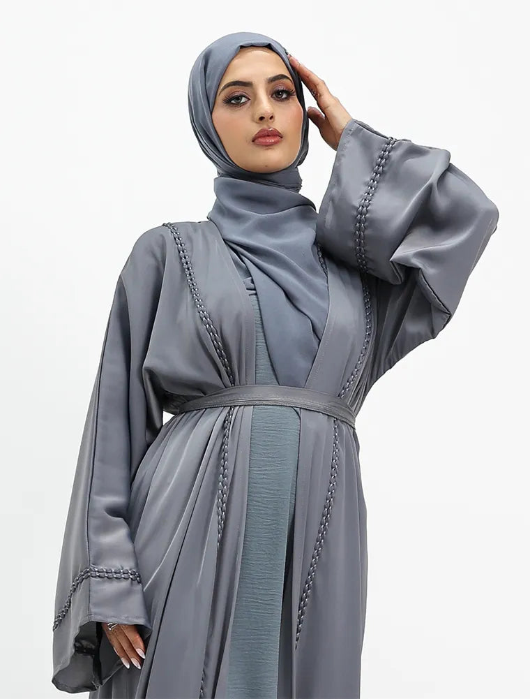 2 Piece Grey Kyra Abaya (ZA540)