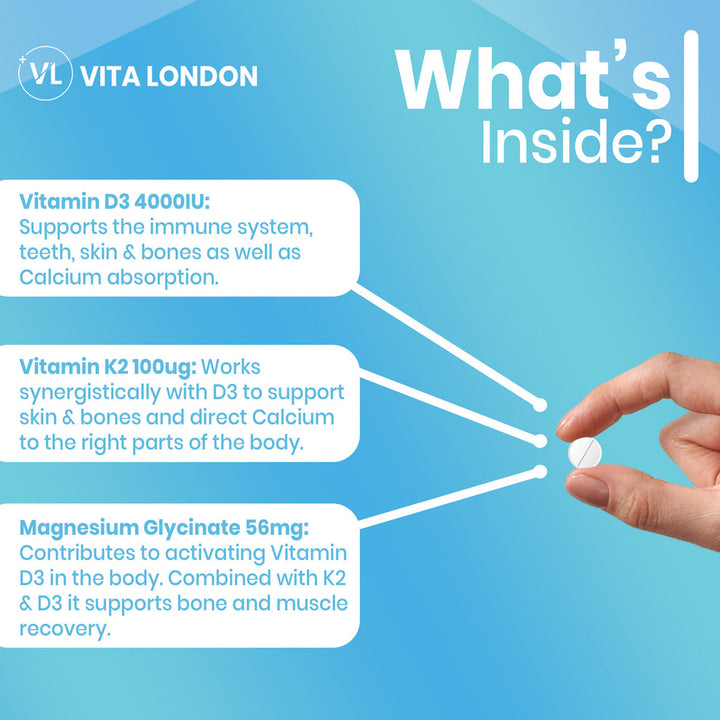 Vitamin D3 + K2 - 4000iu (180 Tablets)