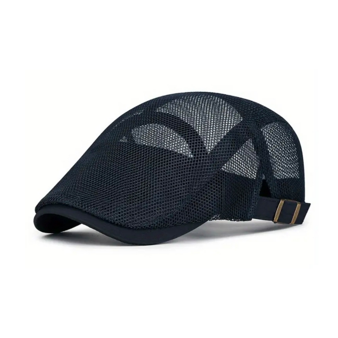 Mens Breathable Mesh Flat Cap - Navy