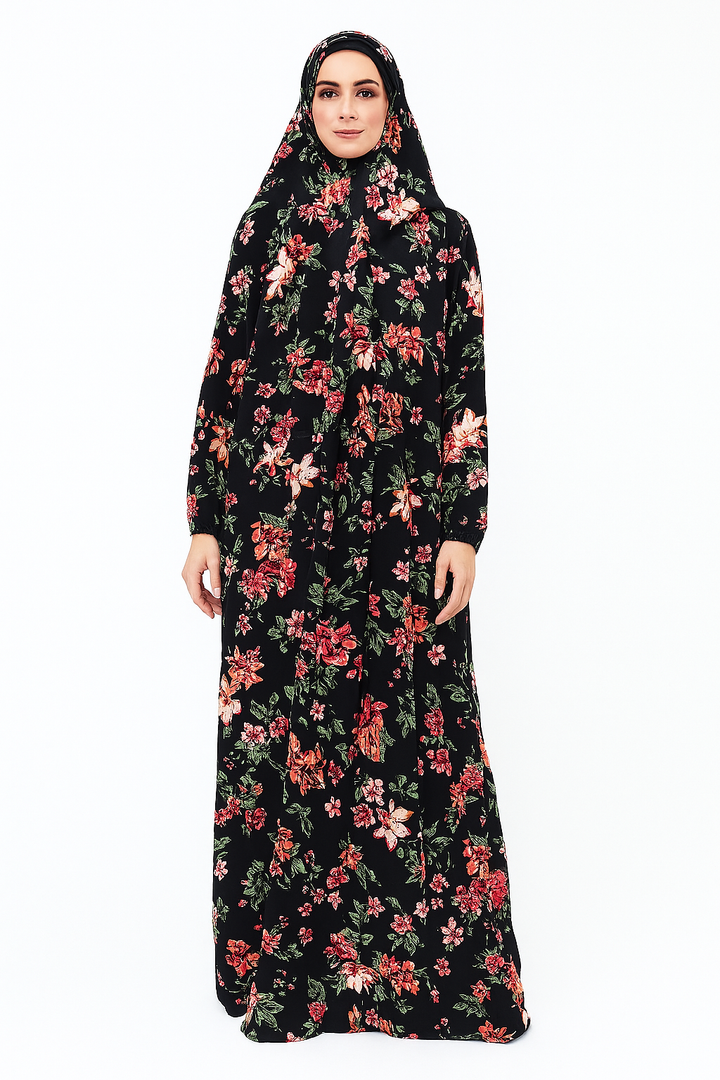 Prayer Maxi Floral Dress Abaya One Size