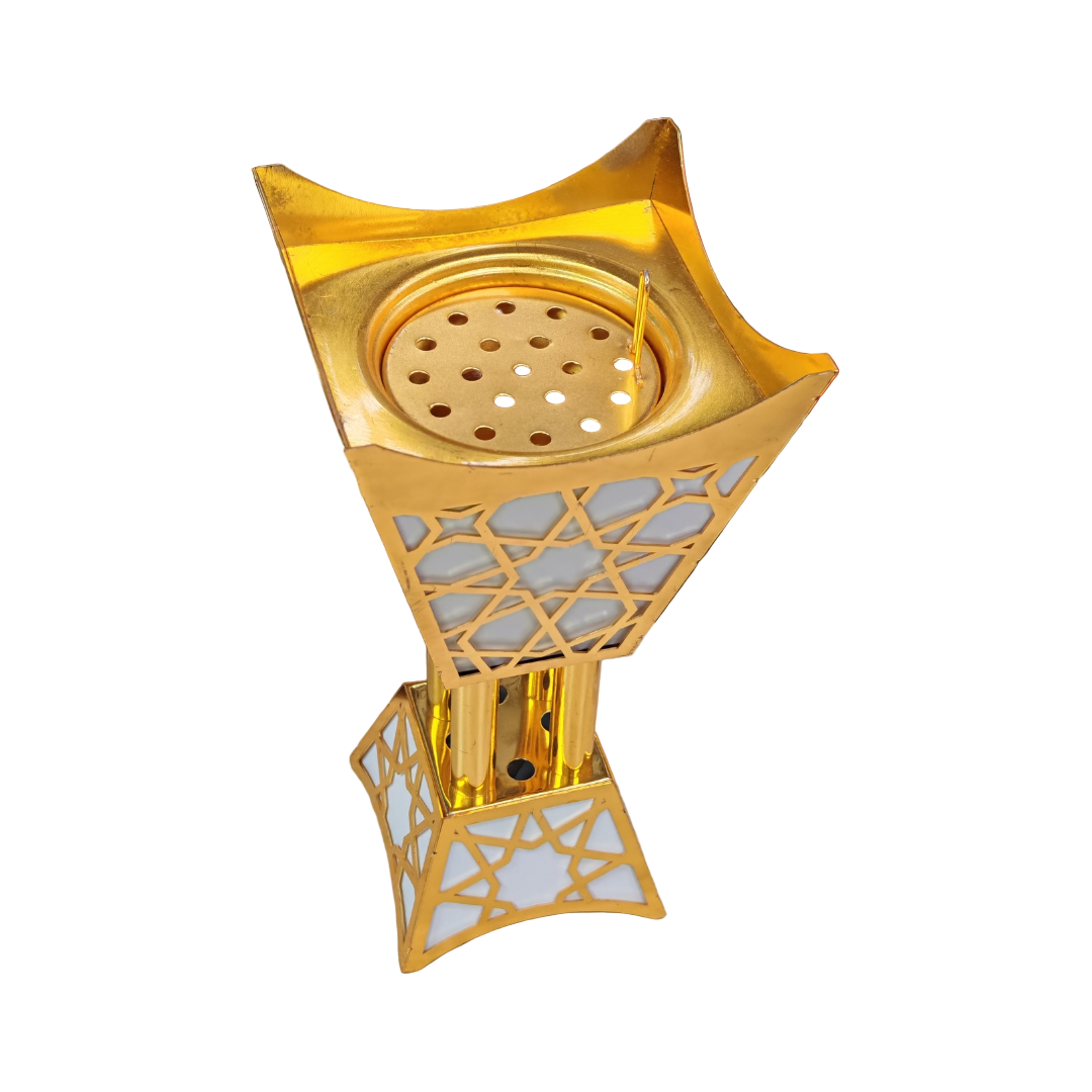 Bakhoor Burner Gold & White Large (9537)