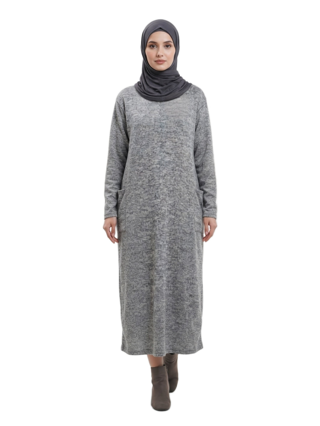 Comfort Dress Pocket Midi - Grey