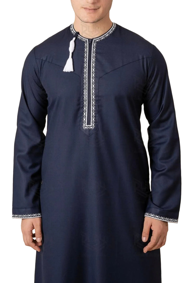 Omani Tassel Jubba Navy & White